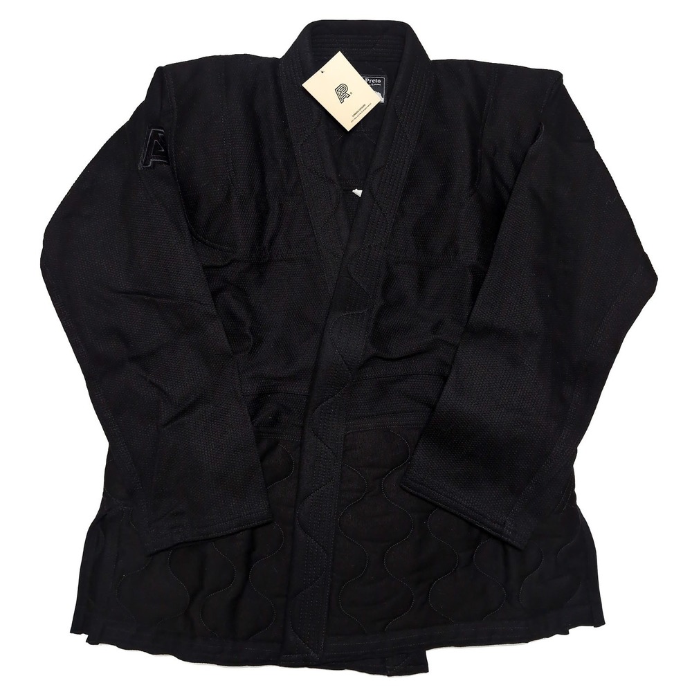 ALBINO & PRETO Quilted Kimono Men A2 Black New Heavy 450GSM Pearl Weave Top